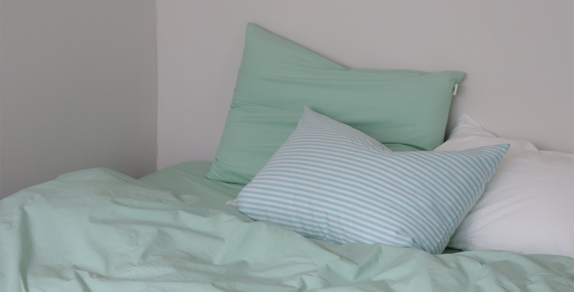 Light mint cotton pillow cover	