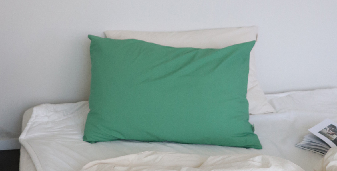 Green cotton pillow cover