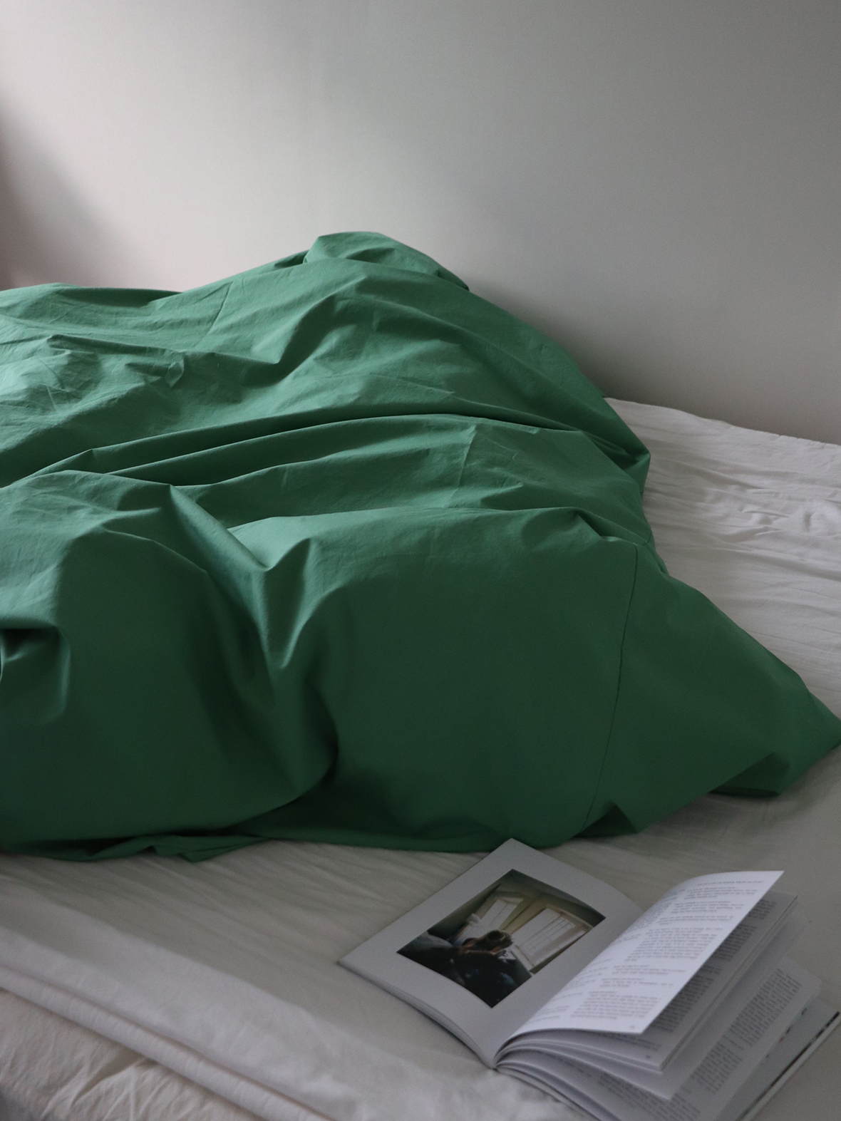 Green cotton bedding